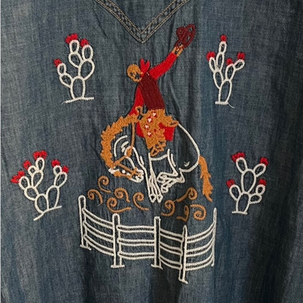 NWT Wrangler Retro blue jean button down shirt XXL